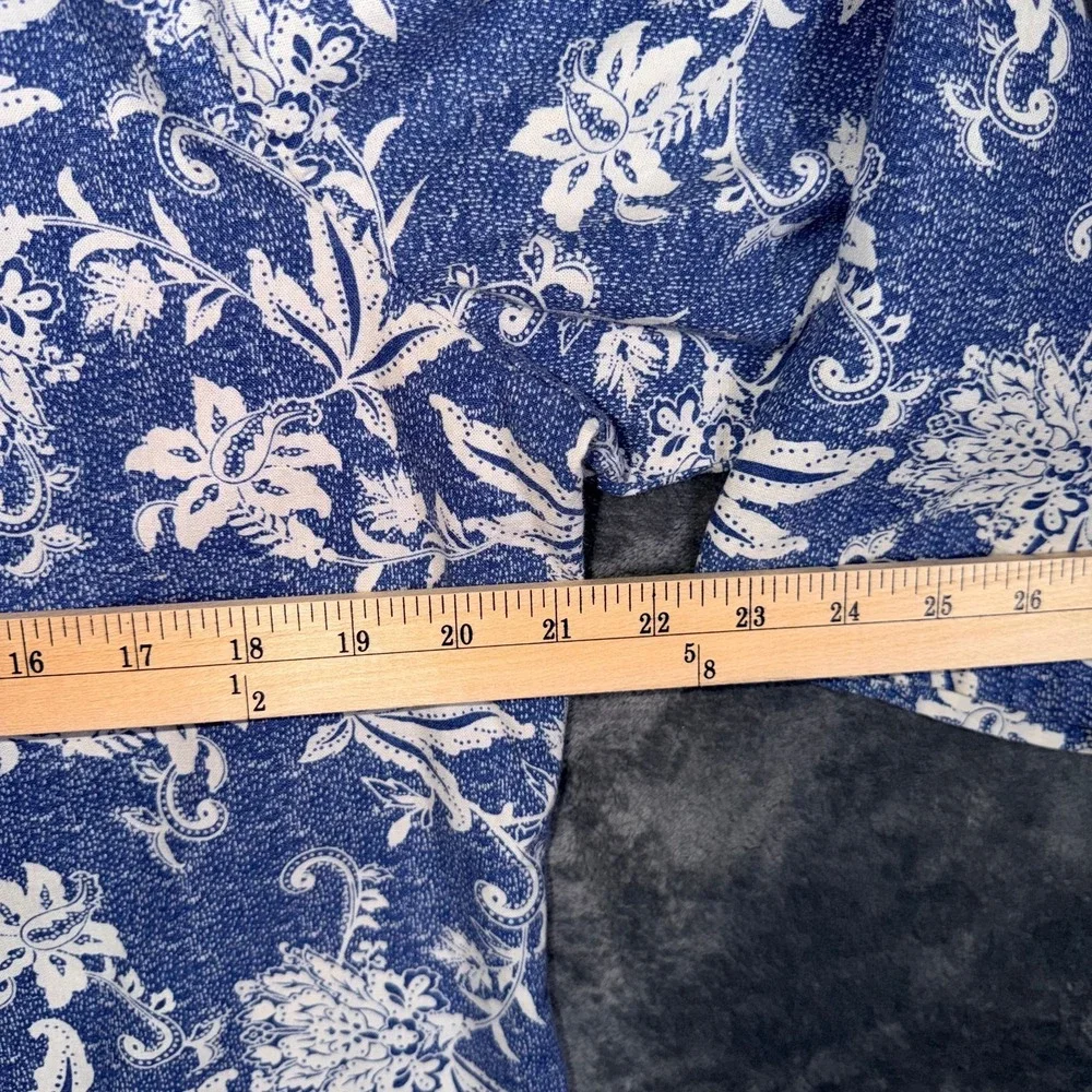 Coldwater Creek Womens 3/4 Sleeve Button Up Shirt Size M Blue Floral Linen Blend - Picture 5 of 5